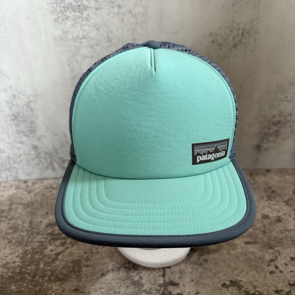 Patagonia Duckbill Trucker Hat Blue Green StrapBack Cap Gray Mesh Adjustable